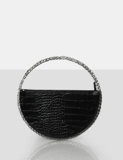 Public Desire The Alessia Croc Circle Diamante Mini Handbag | Women Mini Bags