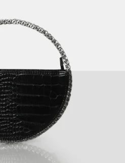Public Desire The Alessia Croc Circle Diamante Mini Handbag | Women Mini Bags