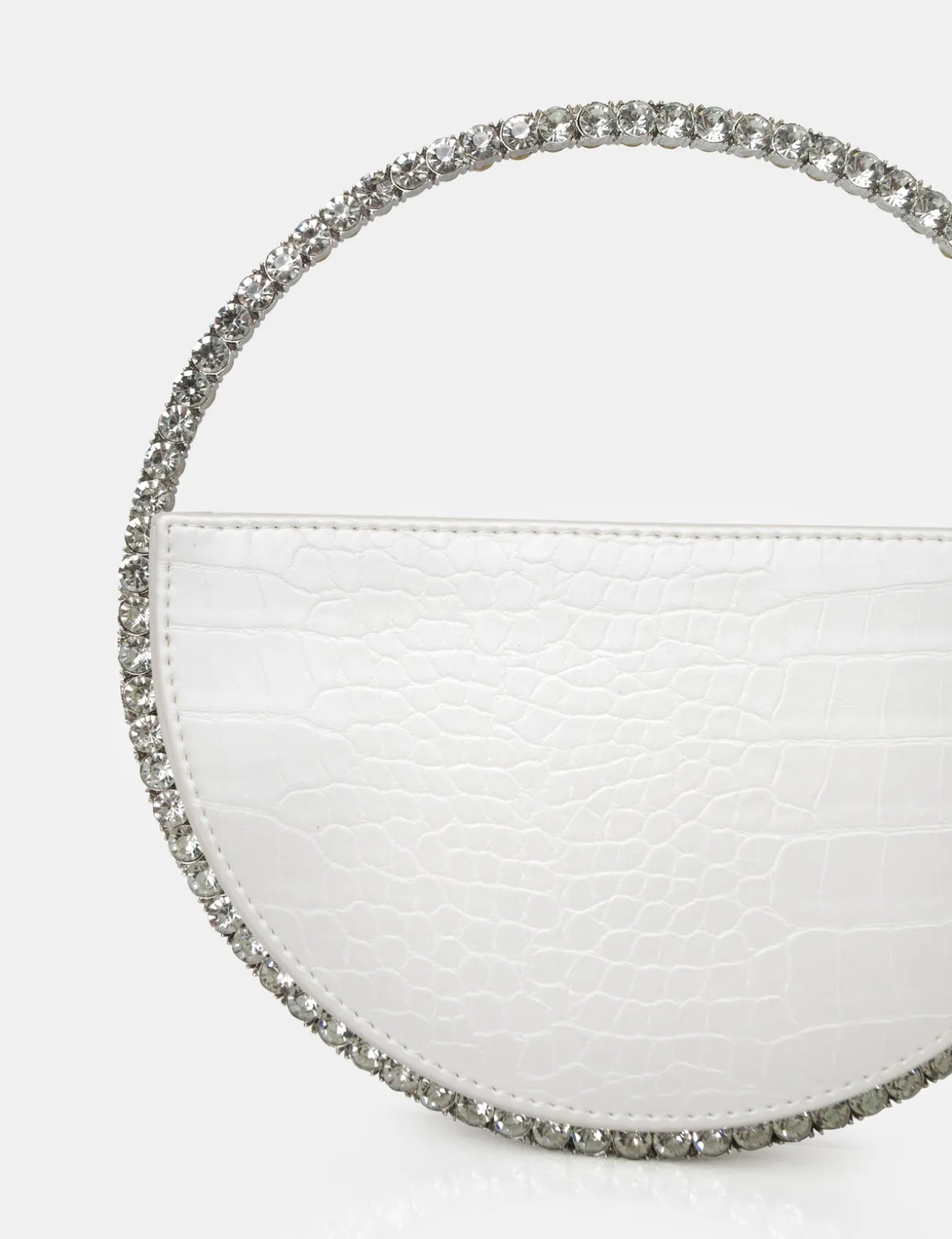 Public Desire The Alessia Croc Pu Circle Diamante Grab Bag | Women Mini Bags