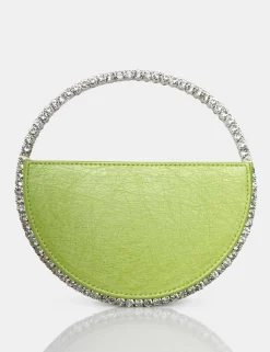 Public Desire The Alessia Metallic Pu Circle Diamante Mini Grab Bag | Women Mini Bags