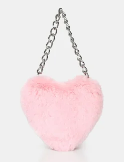 Public Desire The Anouk Heart Shaped Faux Fur Grab Bag | Women Clutch Bags