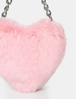 Public Desire The Anouk Heart Shaped Faux Fur Grab Bag | Women Clutch Bags