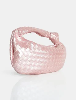 Public Desire The Blame Baby Pearlescent Woven Pu Knot Detail Mini Grab Bag | Women Evening Bags