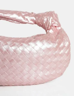 Public Desire The Blame Baby Pearlescent Woven Pu Knot Detail Mini Grab Bag | Women Evening Bags