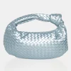 Public Desire The Blame Metallic Iridescent Woven Pu Knot Detail Mini Grab Bag | Women Mini Bags