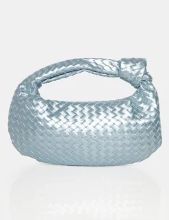 Public Desire The Blame Metallic Iridescent Woven Pu Knot Detail Mini Grab Bag | Women Mini Bags