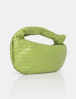 Public Desire The Blame Metallic Woven Pu Knot Detail Mini Grab Bag | Women Mini Bags