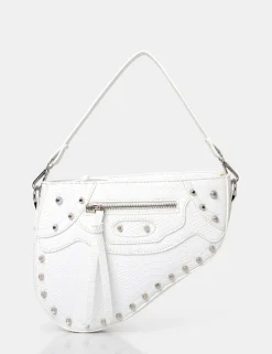 Public Desire The Fox Croc Studded Saddle Shoulder Bag | Women Crossbody And Shoulder Bags