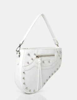 Public Desire The Fox Croc Studded Saddle Shoulder Bag | Women Crossbody And Shoulder Bags