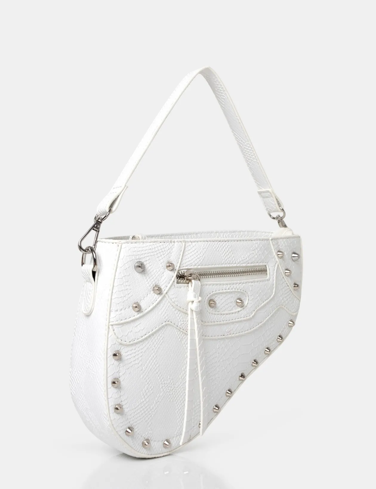 Public Desire The Fox Croc Studded Saddle Shoulder Bag | Women Crossbody And Shoulder Bags