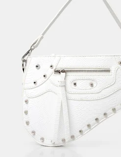 Public Desire The Fox Croc Studded Saddle Shoulder Bag | Women Crossbody And Shoulder Bags