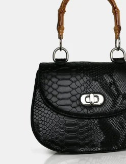 Public Desire The Kalena Croc Bamboo Handle Mini Bag | Women Mini Bags
