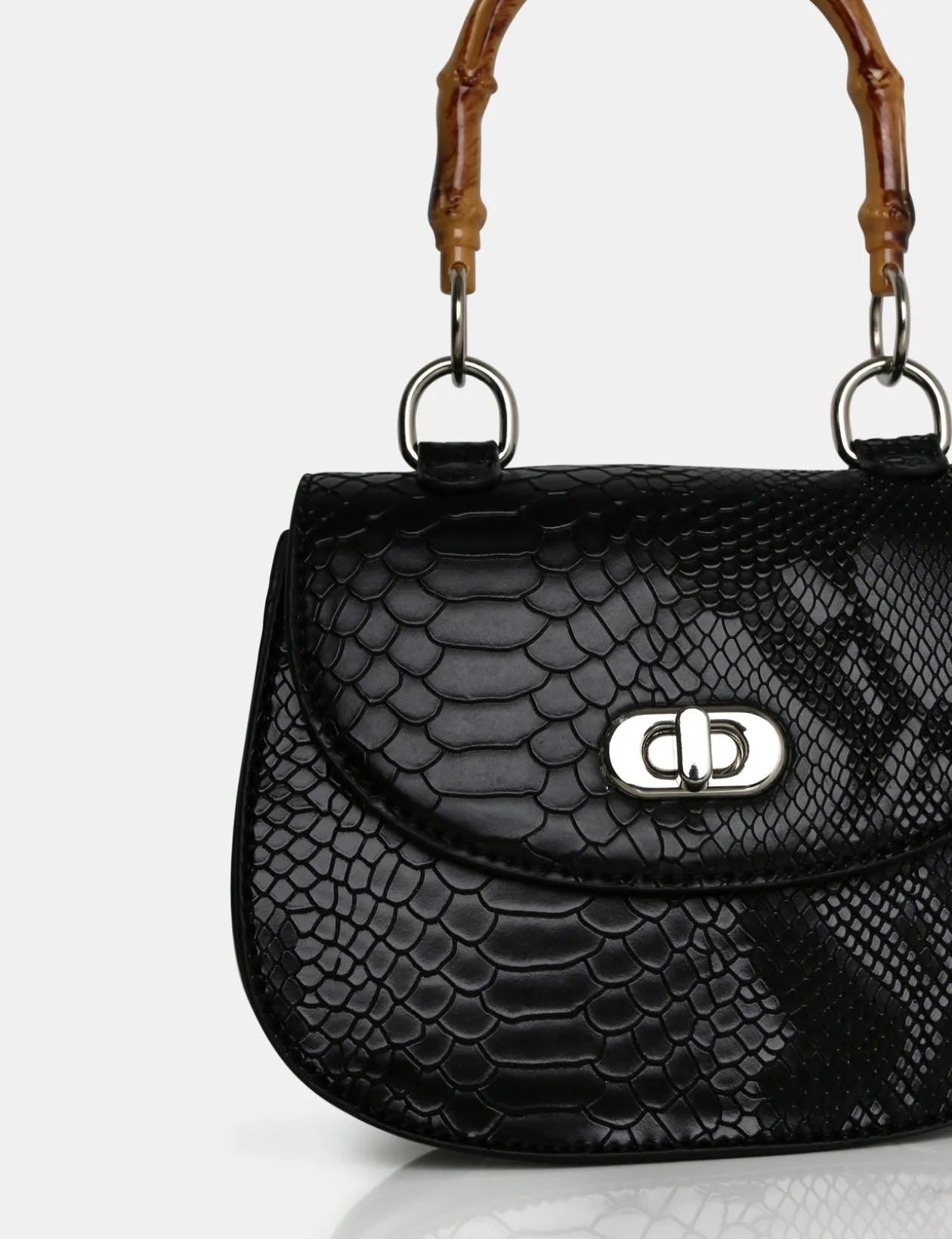 Public Desire The Kalena Croc Bamboo Handle Mini Bag | Women Mini Bags