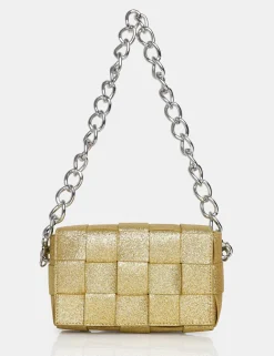 Public Desire The Mayan Glitter Weave Gold Chain Detail Shoulder Bag | Women Mini Bags