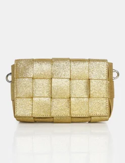 Public Desire The Mayan Glitter Weave Gold Chain Detail Shoulder Bag | Women Mini Bags