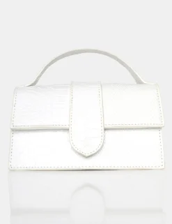 Public Desire The Mika White Matte Croc Bag | Women Mini Bags
