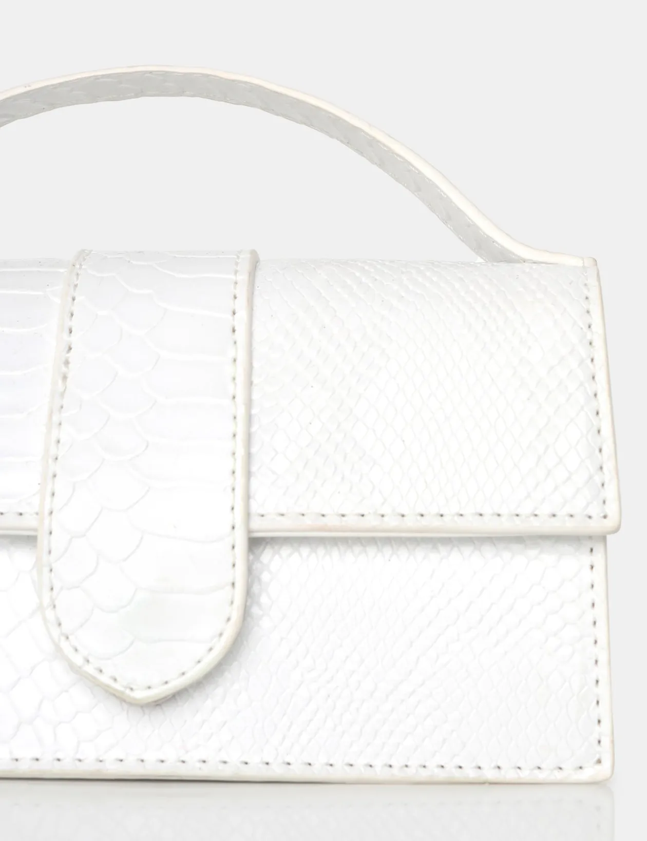 Public Desire The Mika White Matte Croc Bag | Women Mini Bags