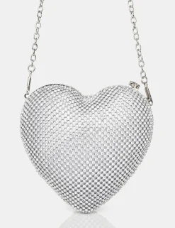 Public Desire The Ophelia Silver Diamante Clutch Bag | Women Mini Bags
