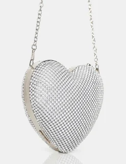 Public Desire The Ophelia Silver Diamante Clutch Bag | Women Mini Bags
