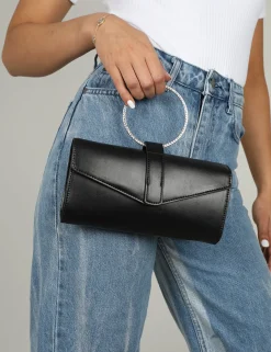 Public Desire The Pammy Pu Diamante Handle Envelope Clutch | Women Clutch Bags