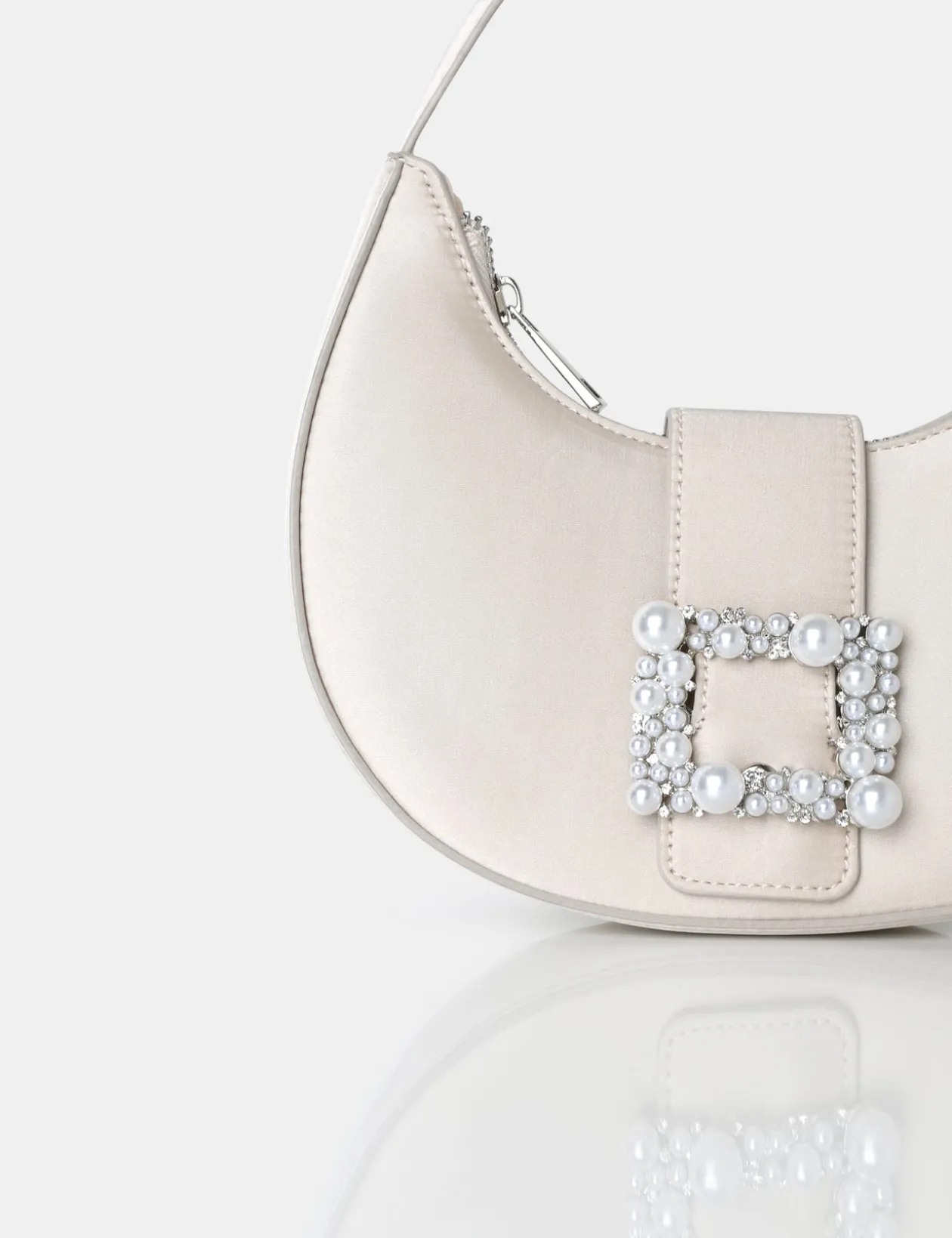 Public Desire The Pearl Satin Pearled Buckle Mini Bag | Women Mini Bags