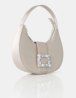 Public Desire The Pearl Satin Pearled Buckle Mini Bag | Women Mini Bags