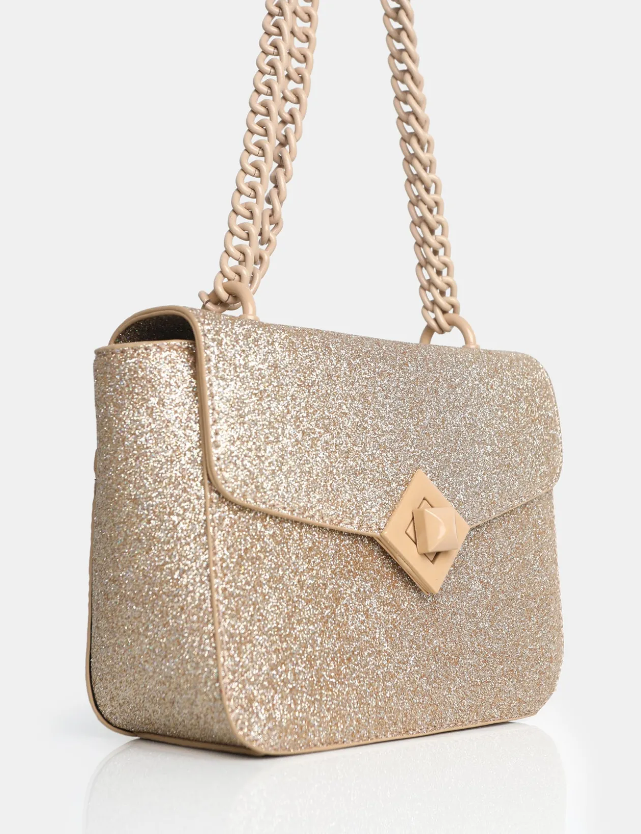 Public Desire The Pixie Glitter Bag Chain Detail Shoulder Bag | Women Evening Bags