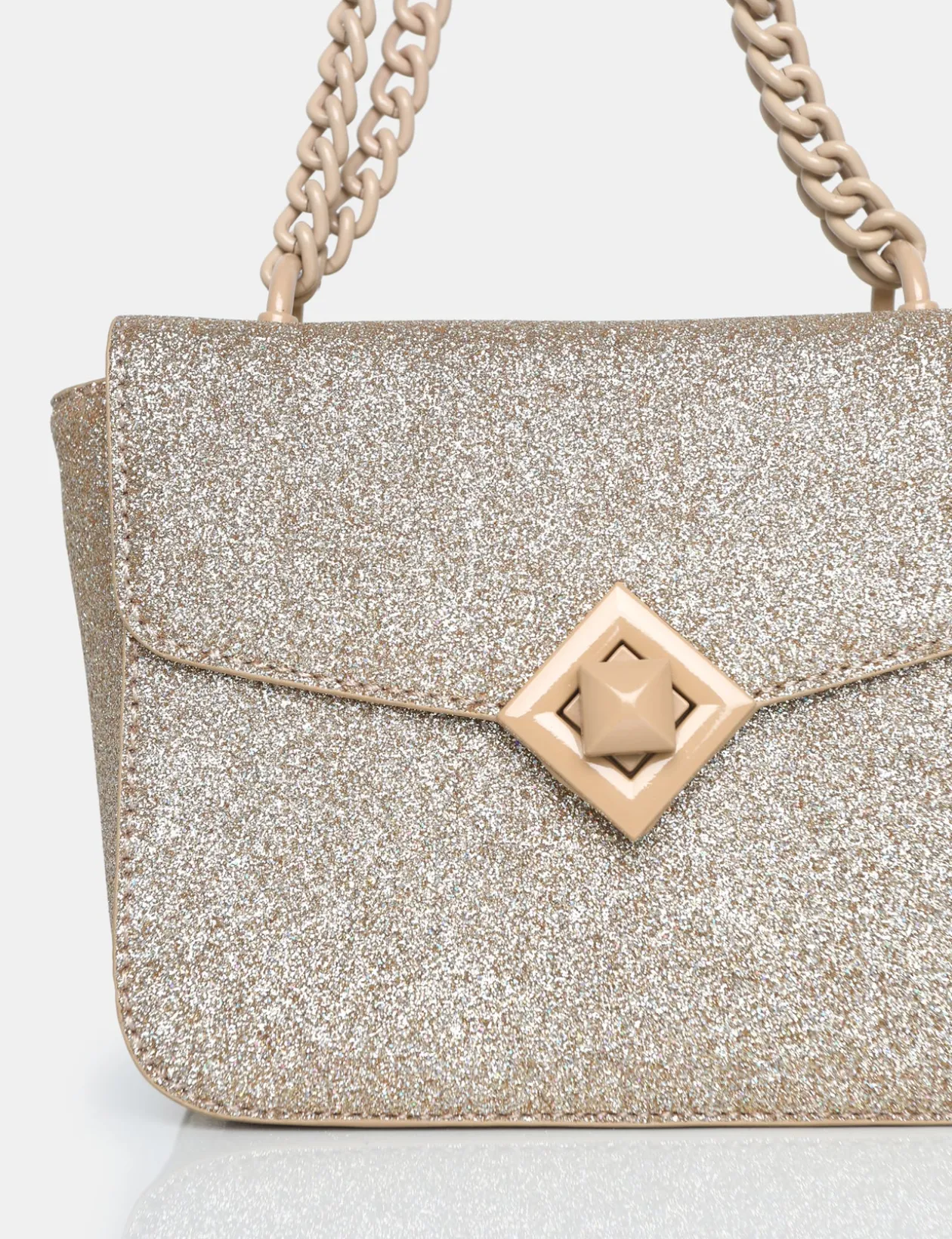 Public Desire The Pixie Glitter Bag Chain Detail Shoulder Bag | Women Evening Bags