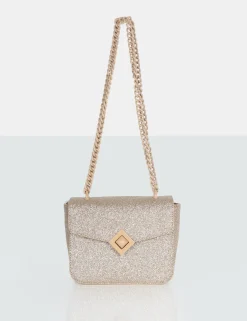 Public Desire The Pixie Glitter Bag Chain Detail Shoulder Bag | Women Evening Bags