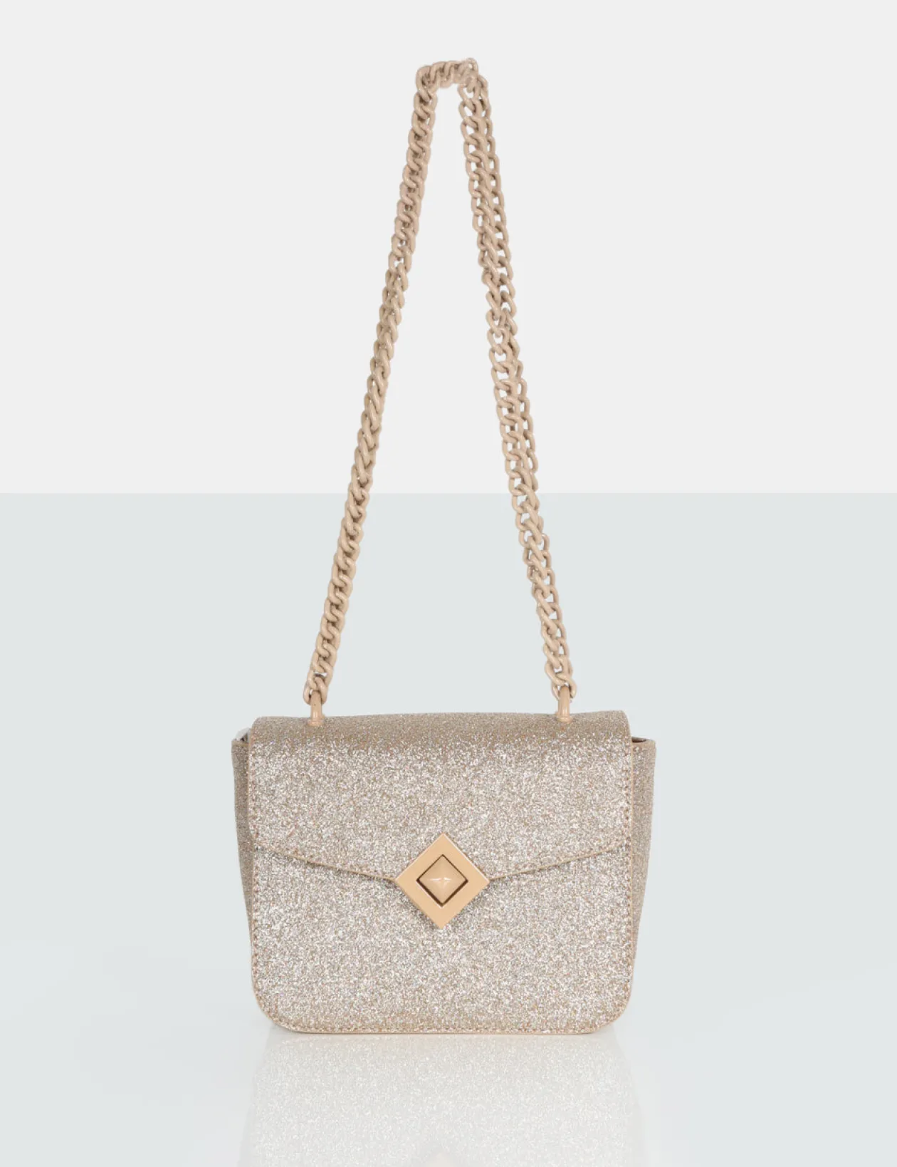 Public Desire The Pixie Glitter Bag Chain Detail Shoulder Bag | Women Evening Bags