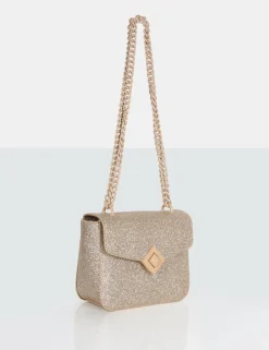 Public Desire The Pixie Glitter Bag Chain Detail Shoulder Bag | Women Evening Bags