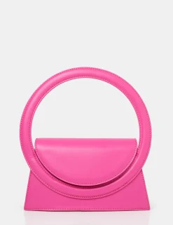 Public Desire The Top Handle Bright Pu Circlur Handle Grab Bag | Women Mini Bags
