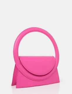 Public Desire The Top Handle Bright Pu Circlur Handle Grab Bag | Women Mini Bags