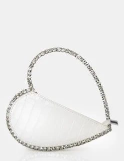 Public Desire The Zee Croc Diamante Love Heart Grab Bag | Women Diamante Bags