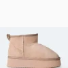 Public Desire Theo Beige Faux Suede Ultra Mini Ankle Platform Boots | Women Ultra Mini Boots