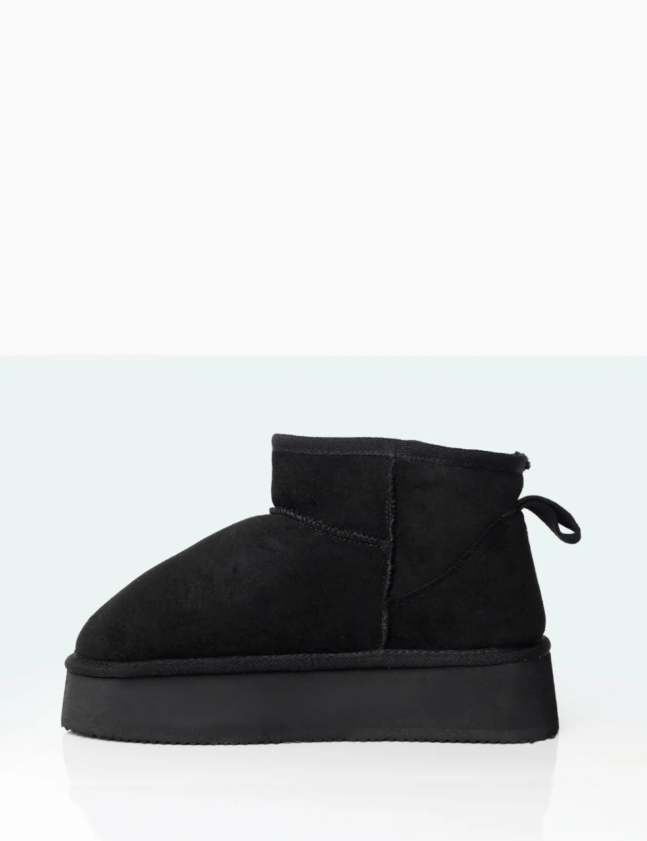 Public Desire Theo Black Faux Suede Ultra Mini Ankle Platform Boots | Women Ultra Mini Boots