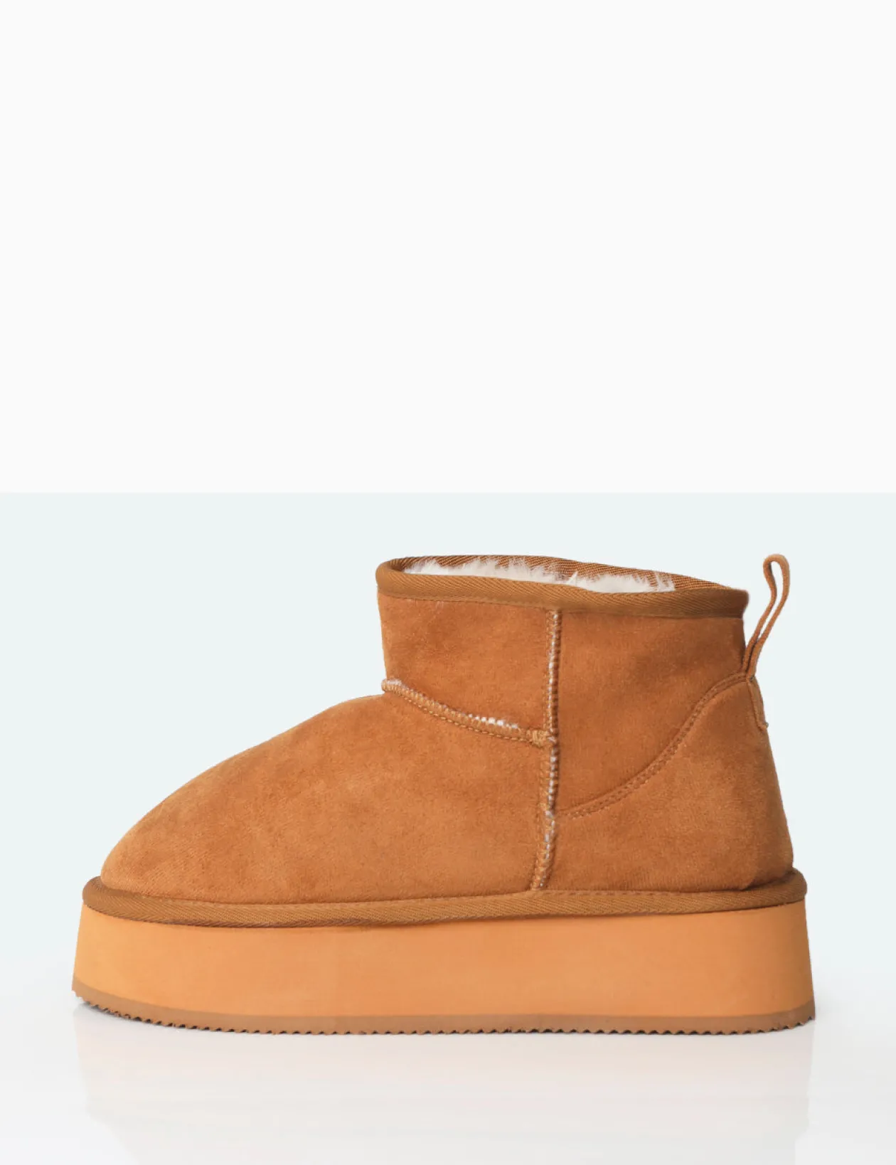 Public Desire Theo Chestnut Brown Faux Suede Ultra Mini Ankle Platform Boots | Women Ultra Mini Boots