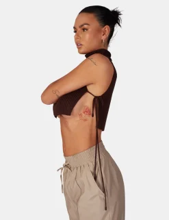 Public Desire Tie Side Roll Neck Crop Top | Women Knitwear