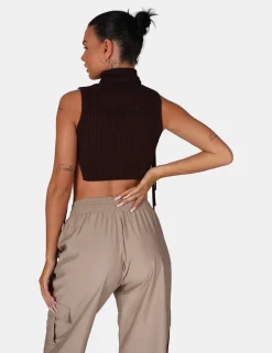 Public Desire Tie Side Roll Neck Crop Top | Women Knitwear