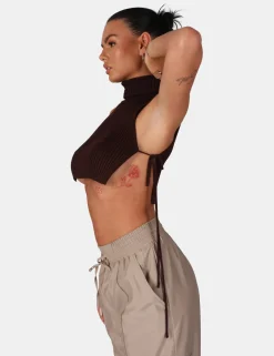 Public Desire Tie Side Roll Neck Crop Top | Women Knitwear
