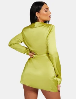 Public Desire Tie Waist Satin Blazer Dress | Women Dresses