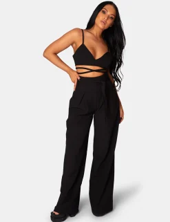 Public Desire Tie Waist Wide Leg Trousers | Women Tailoring