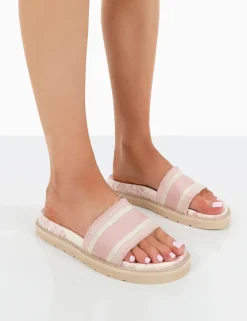 Public Desire Toile Baby Embroidered Print Slide Sandals | Women Sliders