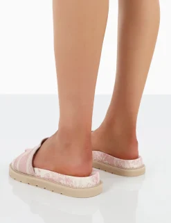 Public Desire Toile Baby Embroidered Print Slide Sandals | Women Sliders