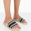 Public Desire Toile Embroidered Print Slide Sandals | Women Sliders
