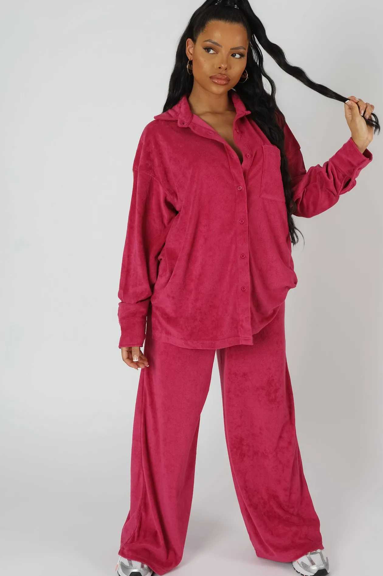 Public Desire Towelling Wide Leg Joggers | Women Jogger & Leggings