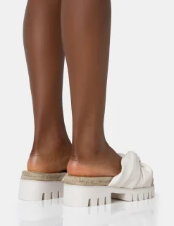 Public Desire Trina Pu Raffia Twist Strap Slider Sandals | Women Sliders