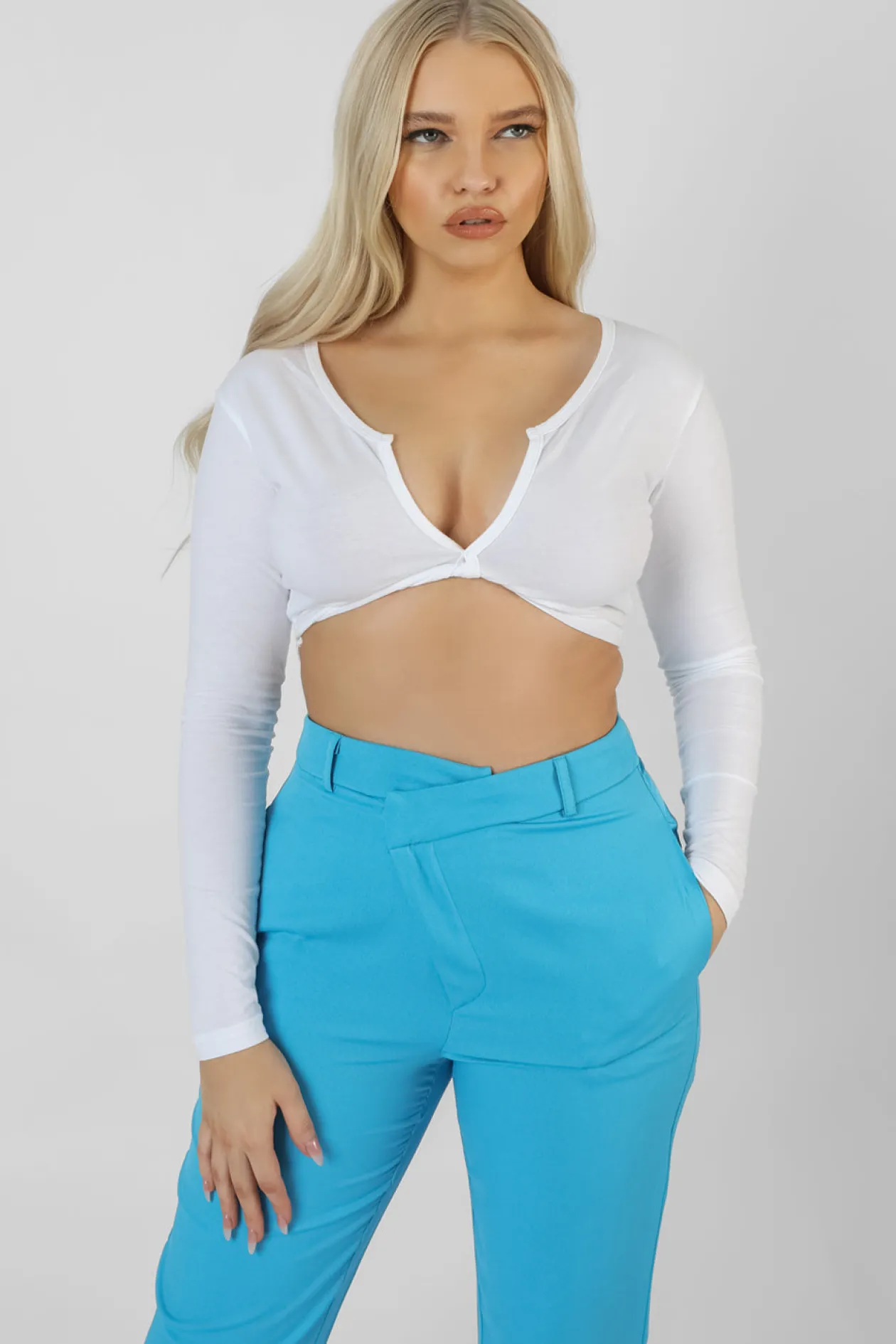 Public Desire Twist Front Long Sleeve Crop Top | Women Tops
