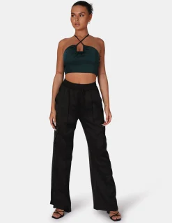 Public Desire U Trim Satin Bralet Forest | Women Tops