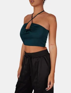 Public Desire U Trim Satin Bralet Forest | Women Tops